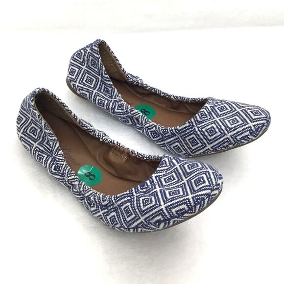 LUCKY BRAND Erin Blue Aztec Southwest Print Ballet Flats Sz 8 - Picture 1 of 5